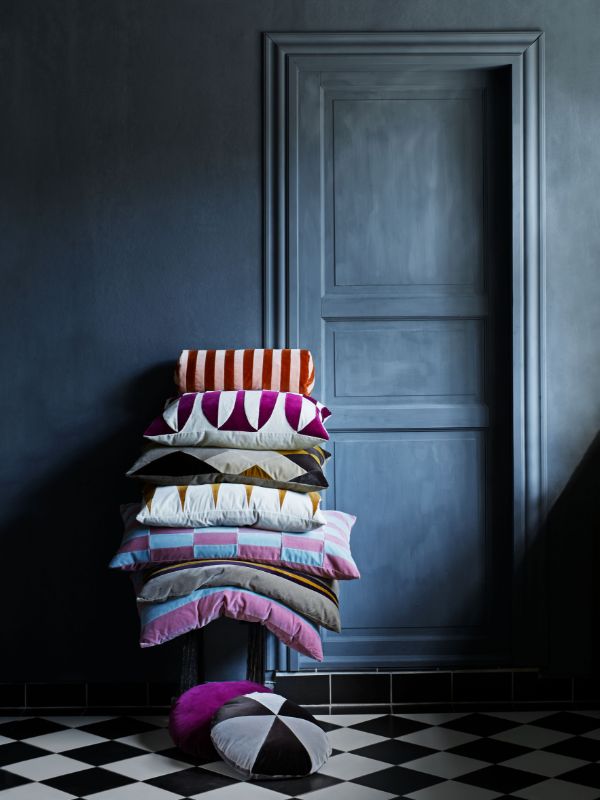 Christina Lundsteen Pink And Orange Striped Velvet Bolster Cushion | Browns Cushions
