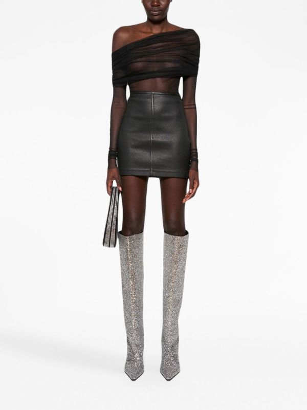 Christopher Esber Black Veiled Silk Top | Browns Blouses