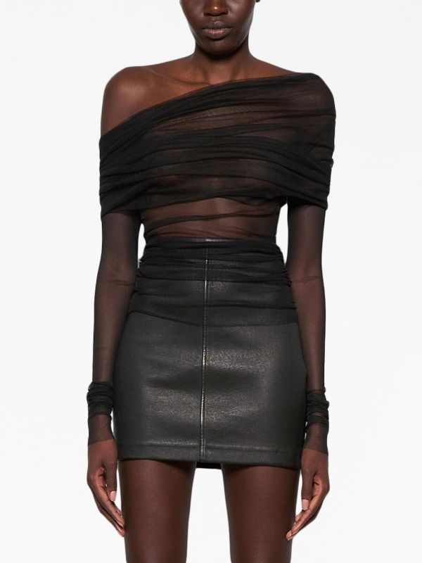 Christopher Esber Black Veiled Silk Top | Browns Blouses