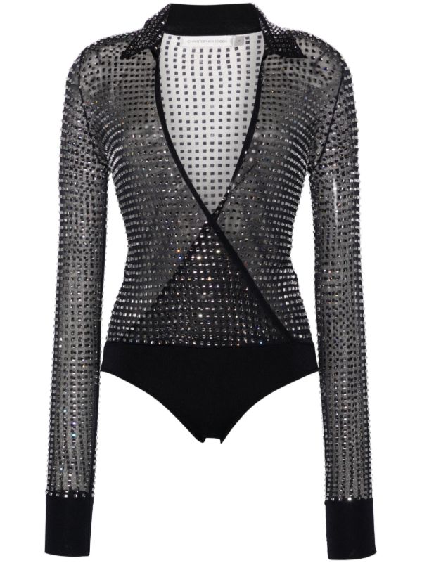 Christopher Esber Blue Cristalla Crystal-Embellished Body | Browns T-Shirts & Jersey Shirts