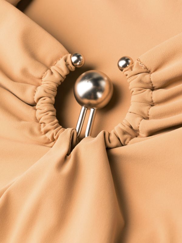 Christopher Esber Brown Orbit Ruched Bikini Bottoms | Browns Bikinis