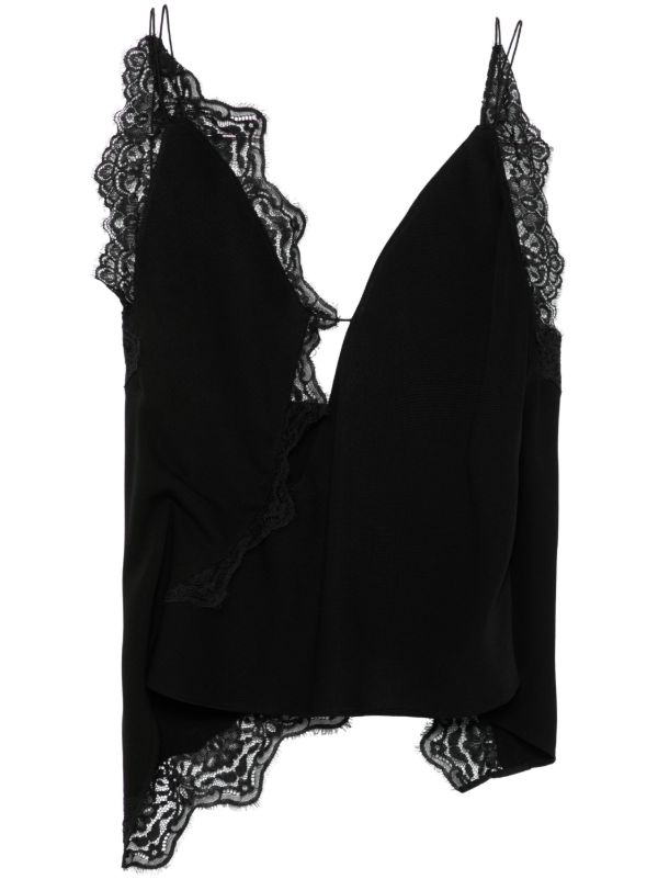 Christopher Esber Lace-Trim Silk Top | Browns Vests & Tank Tops