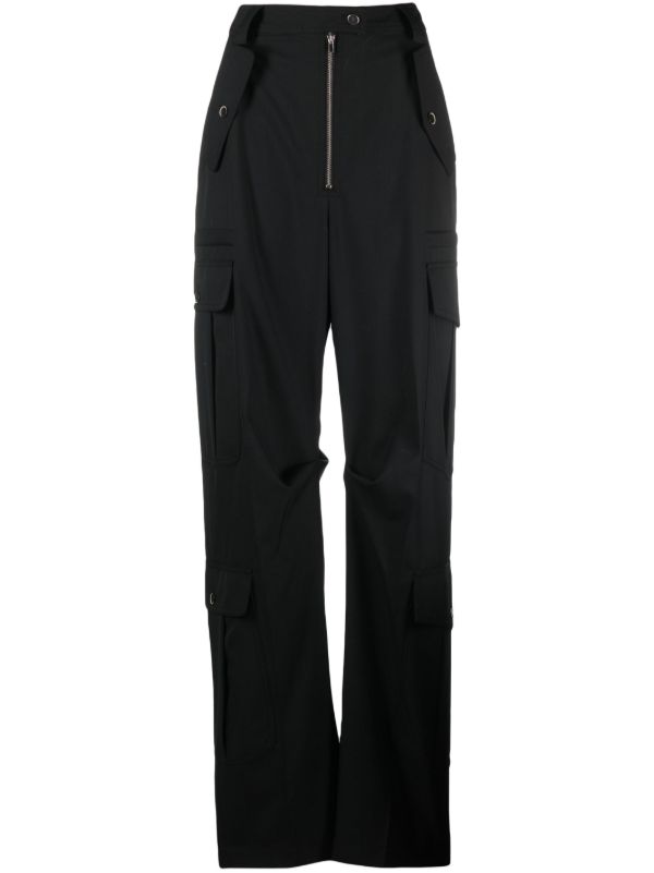 Christopher John Rogers Black Wide-Leg Crepe Cargo Trousers | Browns Cargo Trousers