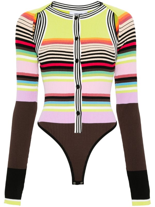 Christopher John Rogers Multicolour Striped Ribbed Bodysuit Set | Browns Knitted Tops