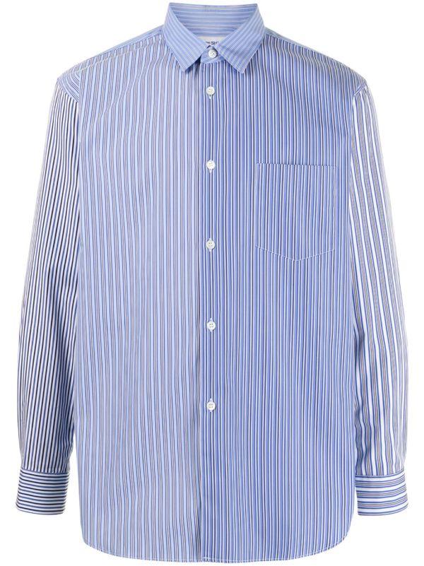 Comme Des Garçons Shirt Blue Striped Cotton Shirt | Browns Shirts