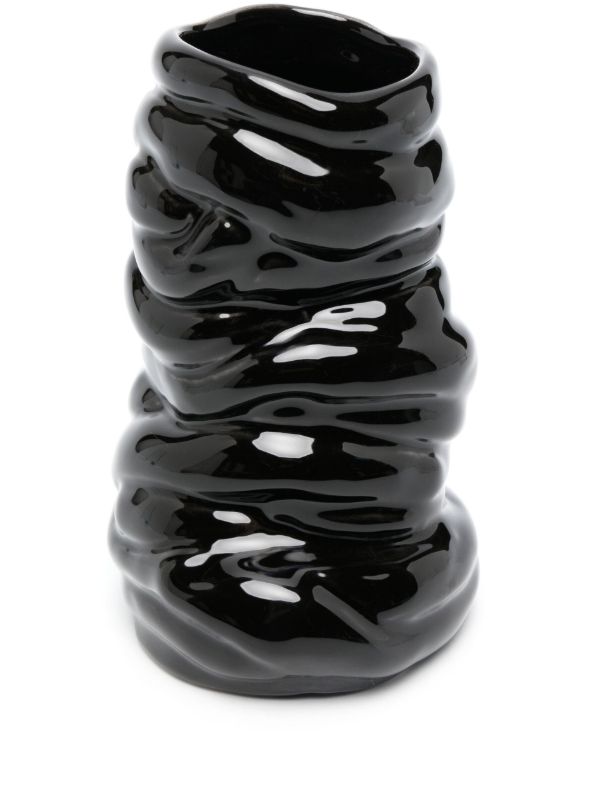 Completedworks Black Ridged Asymmetric Small Vase | Browns Vases