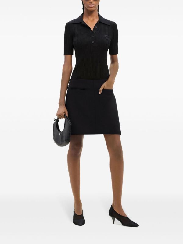 Courrèges Black Buckled Wool Mini Skirt | Browns A-Line Skirts