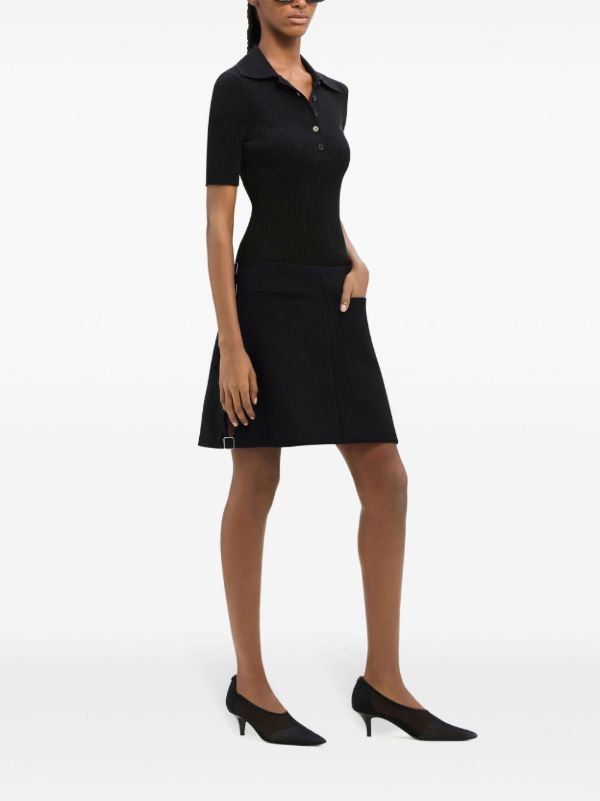 Courrèges Black Buckled Wool Mini Skirt | Browns A-Line Skirts