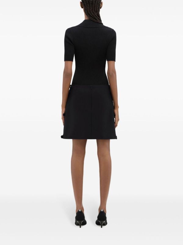 Courrèges Black Buckled Wool Mini Skirt | Browns A-Line Skirts
