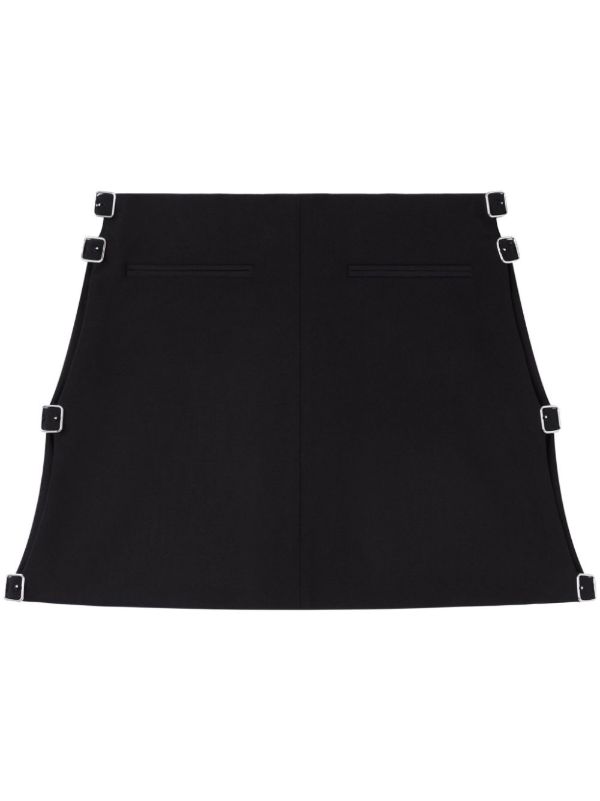 Courrèges Black Buckled Wool Mini Skirt | Browns A-Line Skirts