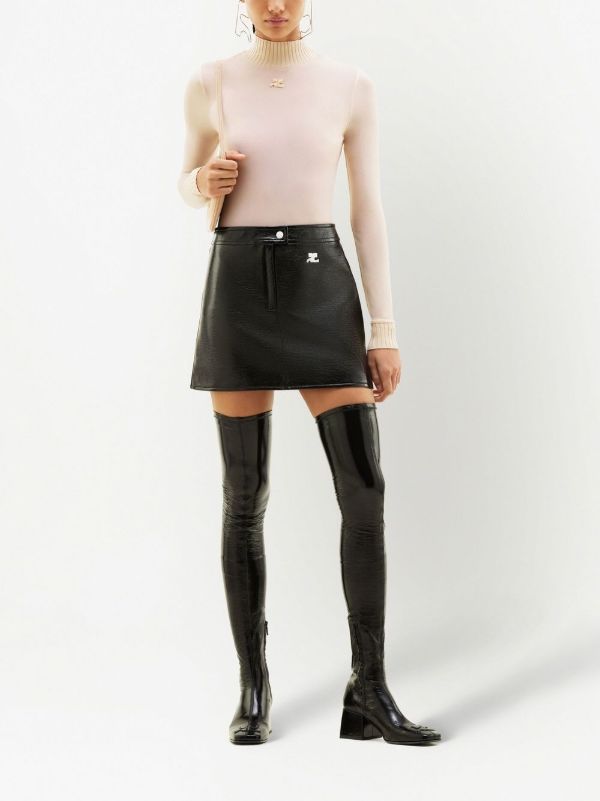 Courrèges Black Reedition Vinyl Mini Skirt | Browns Fitted Skirts