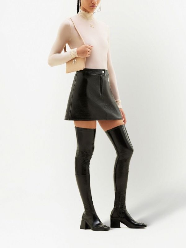 Courrèges Black Reedition Vinyl Mini Skirt | Browns Fitted Skirts