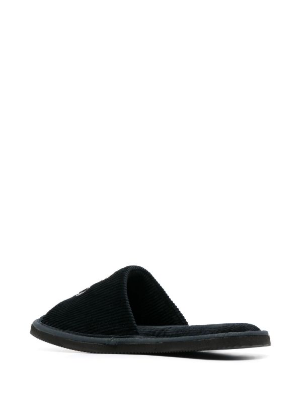 Desmond & Dempsey Black Sansindo Tiger Embroidered Slippers | Browns Slippers