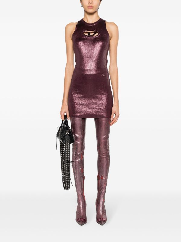 Diesel Purple Foiled Knitted Mini Skirt | Browns Knitted Skirts
