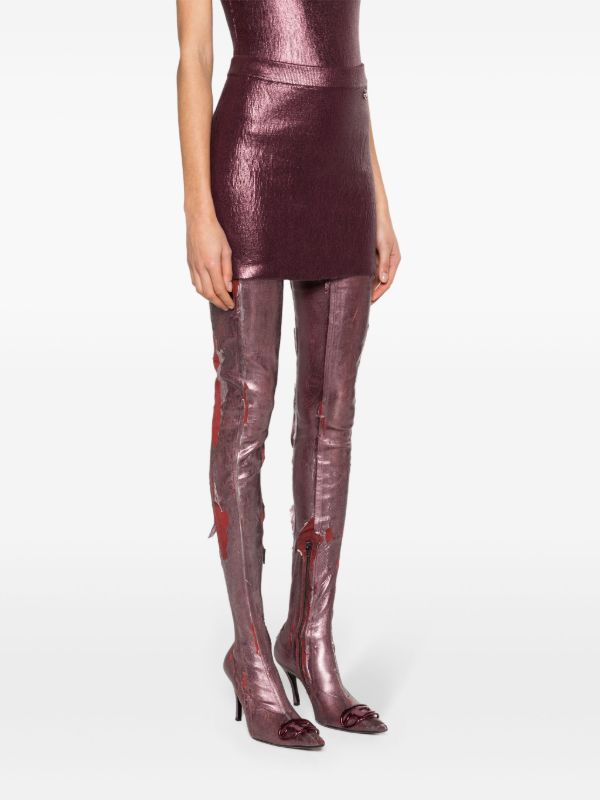 Diesel Purple Foiled Knitted Mini Skirt | Browns Knitted Skirts
