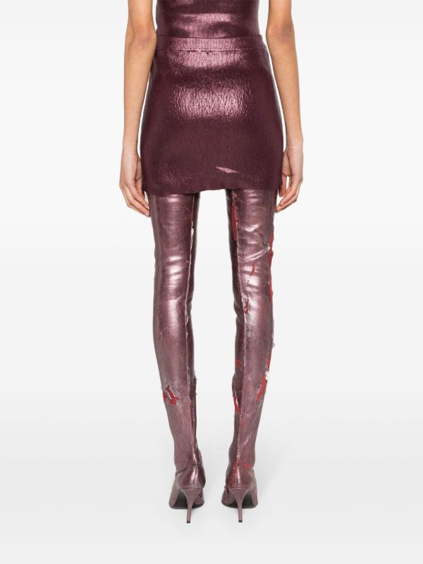 Diesel Purple Foiled Knitted Mini Skirt | Browns Knitted Skirts