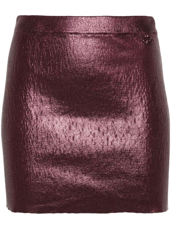 Diesel Purple Foiled Knitted Mini Skirt | Browns Knitted Skirts