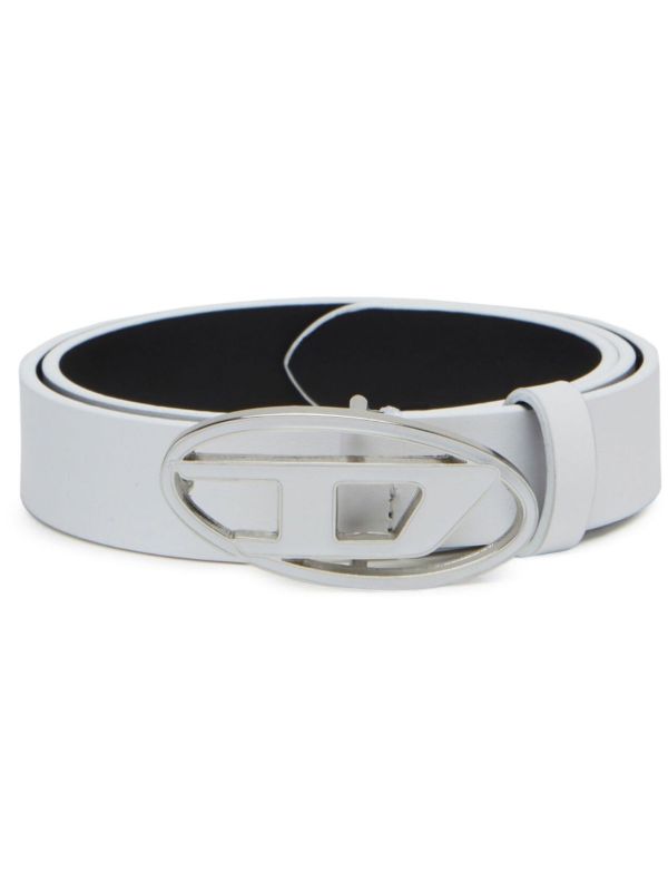 Diesel White Logo-Plaque Leather Belt | Browns Belts