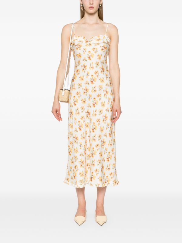 DÔEN White Calsi Floral-Print Midi Dress | Browns Day Dresses