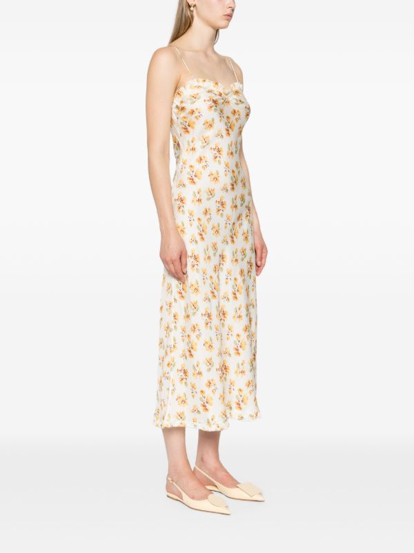 DÔEN White Calsi Floral-Print Midi Dress | Browns Day Dresses