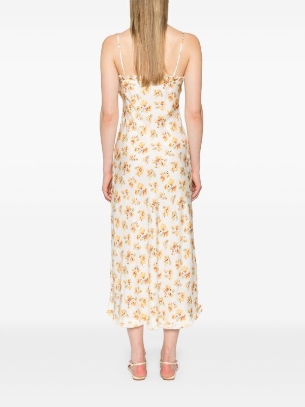 DÔEN White Calsi Floral-Print Midi Dress | Browns Day Dresses