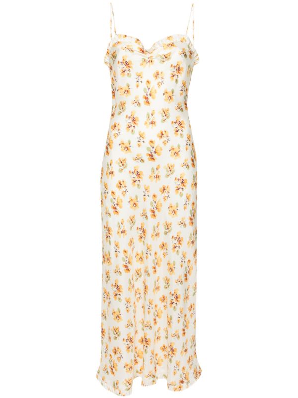 DÔEN White Calsi Floral-Print Midi Dress | Browns Day Dresses