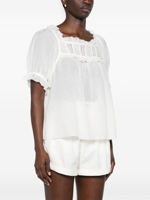 DÔEN White Frances Lace-Trim Blouse | Browns Blouses