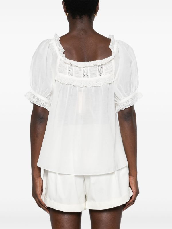 DÔEN White Frances Lace-Trim Blouse | Browns Blouses