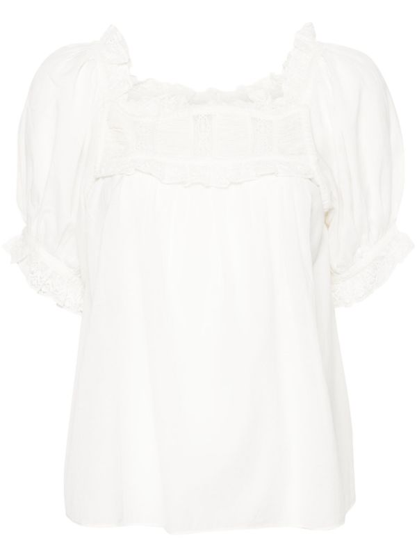 DÔEN White Frances Lace-Trim Blouse | Browns Blouses