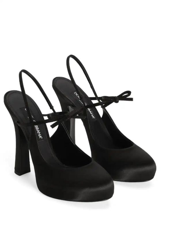 Dolce & Gabbana 105mm Black Satin Slingback Pumps | Browns Pumps