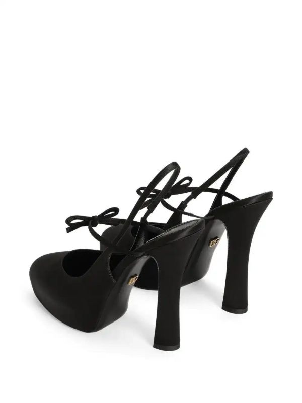 Dolce & Gabbana 105mm Black Satin Slingback Pumps | Browns Pumps