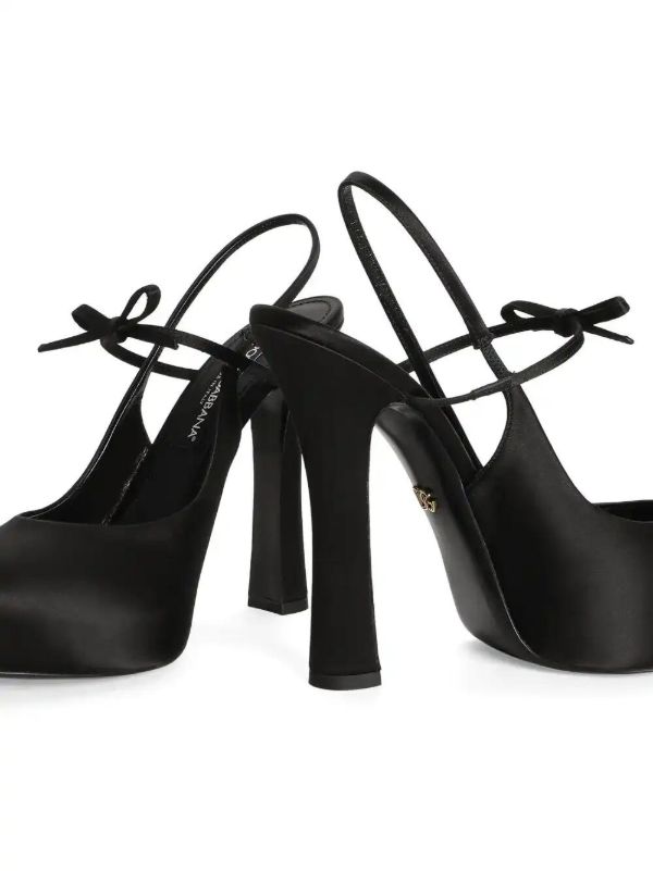 Dolce & Gabbana 105mm Black Satin Slingback Pumps | Browns Pumps