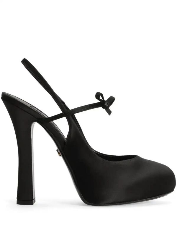 Dolce & Gabbana 105mm Black Satin Slingback Pumps | Browns Pumps