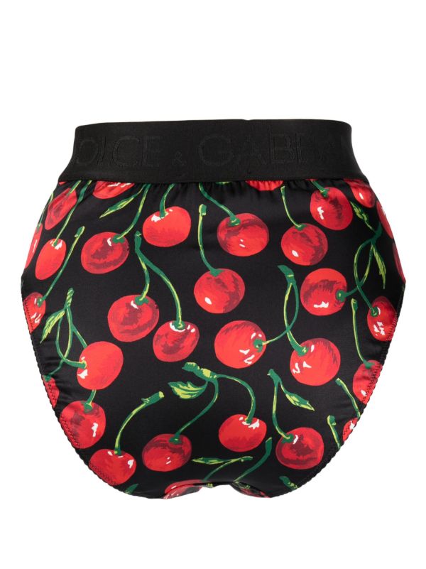 Dolce & Gabbana Black And Red Cherry Print Briefs | Browns Panties