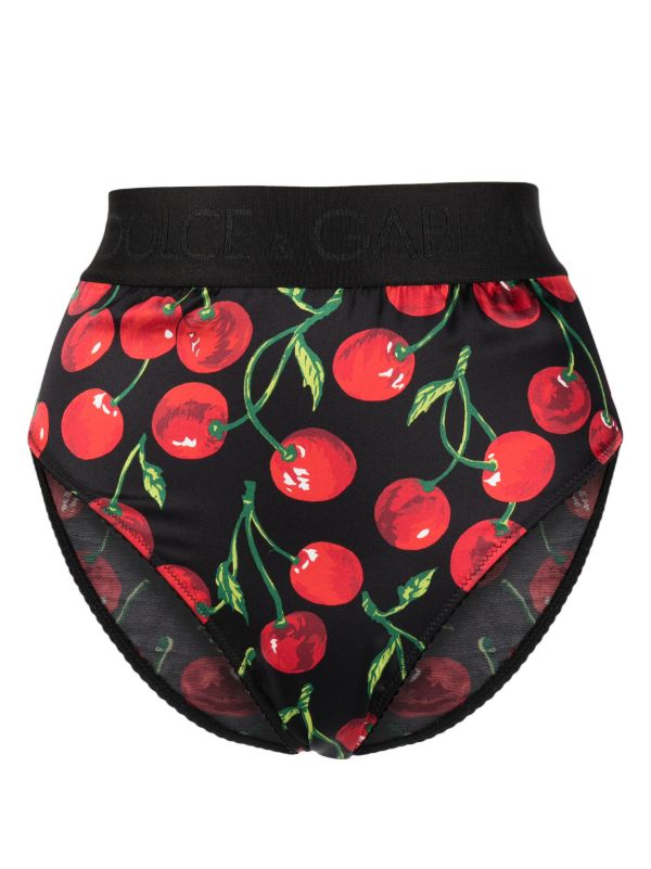 Dolce & Gabbana Black And Red Cherry Print Briefs | Browns Panties