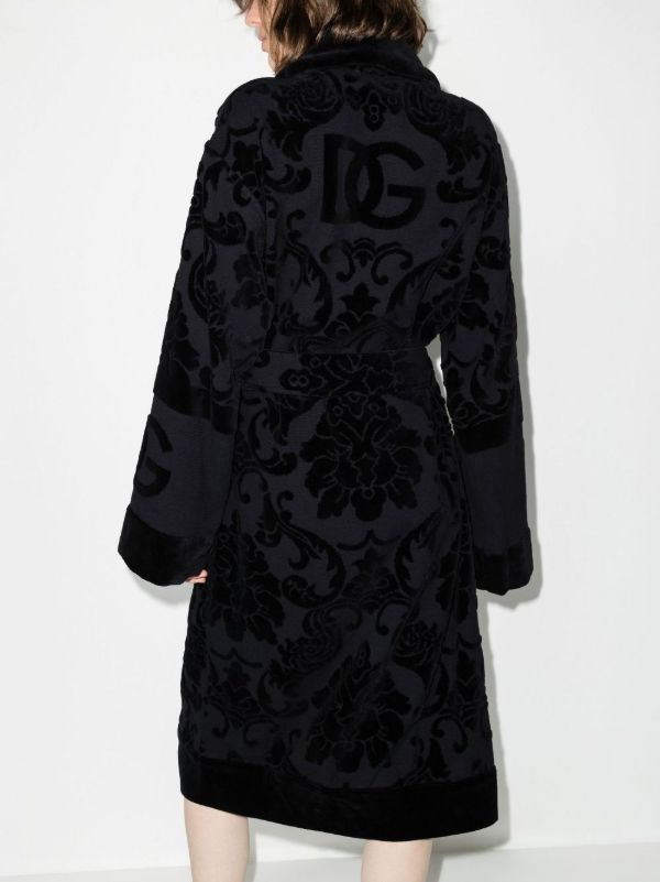 Dolce & Gabbana Black Barocco Cotton Robe | Browns Dressing Gowns & Robes