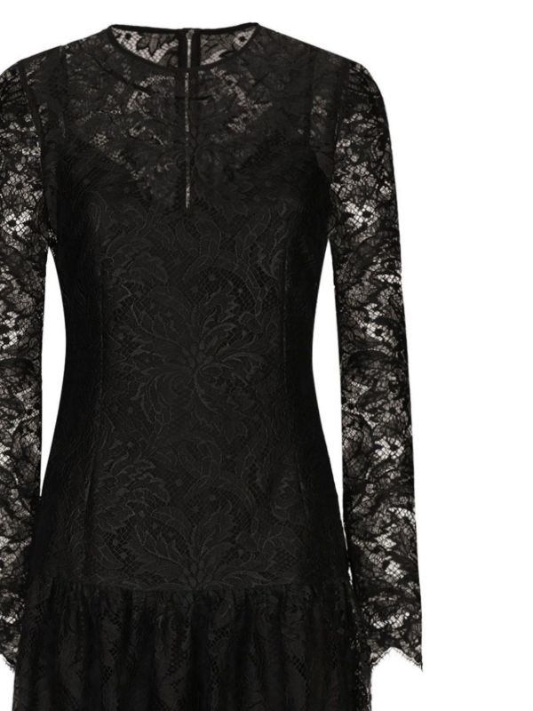 Dolce & Gabbana Black Chantilly-lace Midi Dress | Browns Cocktail & Party Dresses