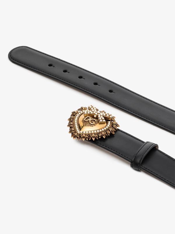 Dolce & Gabbana Black Devotion Heart Buckle Belt | Browns Belts
