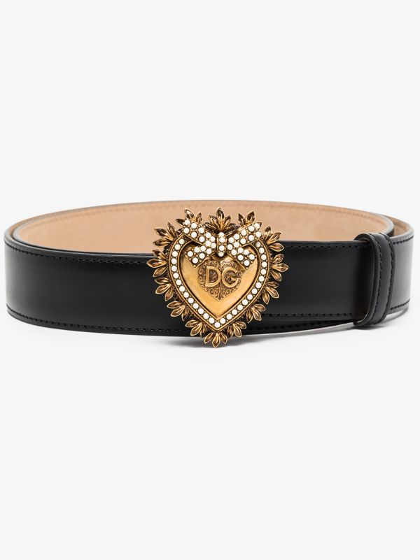 Dolce & Gabbana Black Devotion heart buckle belt | Browns Belts