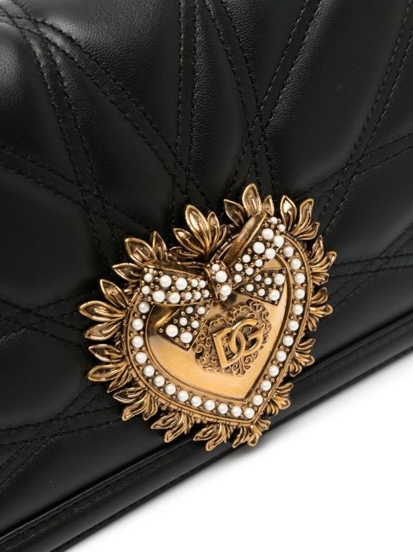 Dolce & Gabbana Black Devotion Leather Shoulder Bag | Browns Shoulder Bags