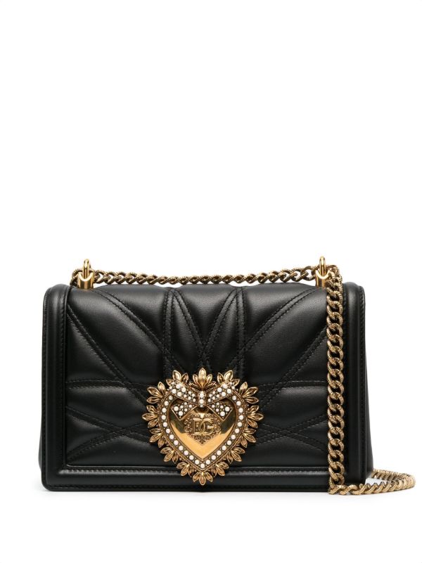 Dolce & Gabbana Black Devotion Leather Shoulder Bag | Browns Shoulder Bags