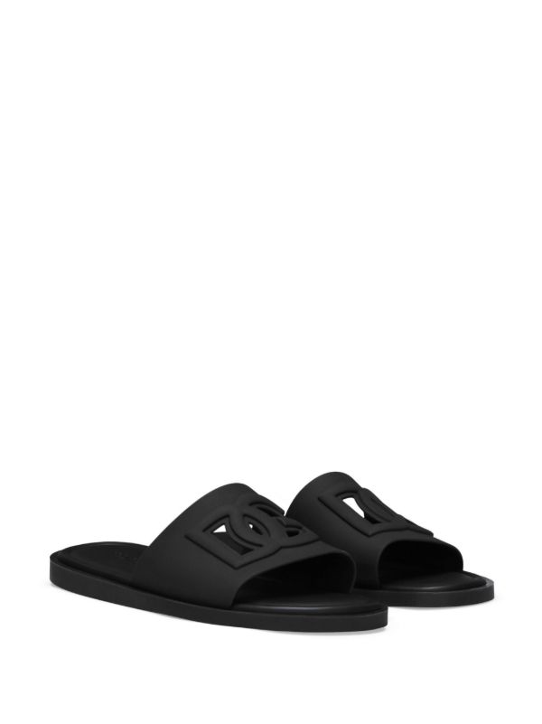 Dolce & Gabbana Black DG Cut-out Slides | Browns Flip-Flops & Slides