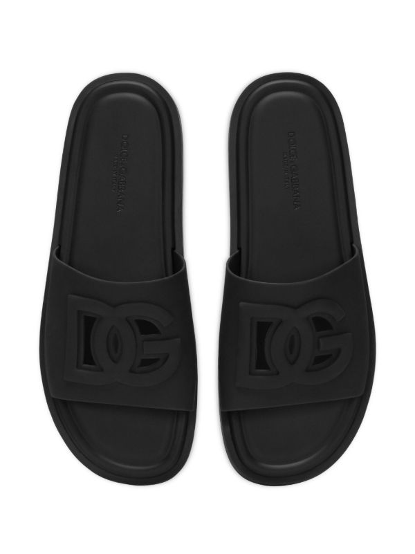 Dolce & Gabbana Black DG Cut-out Slides | Browns Flip-Flops & Slides