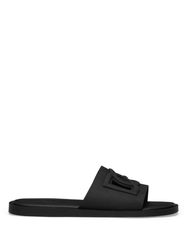 Dolce & Gabbana Black DG cut-out slides | Browns Flip-Flops & Slides