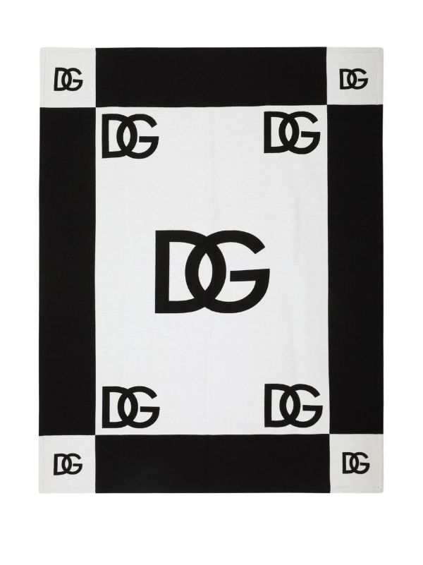 Dolce & Gabbana Black DG Logo Cotton Blanket | Browns Blankets & Throws