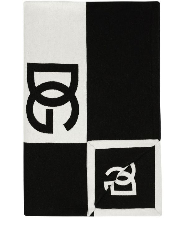 Dolce & Gabbana Black DG Logo Cotton Blanket | Browns Blankets & Throws