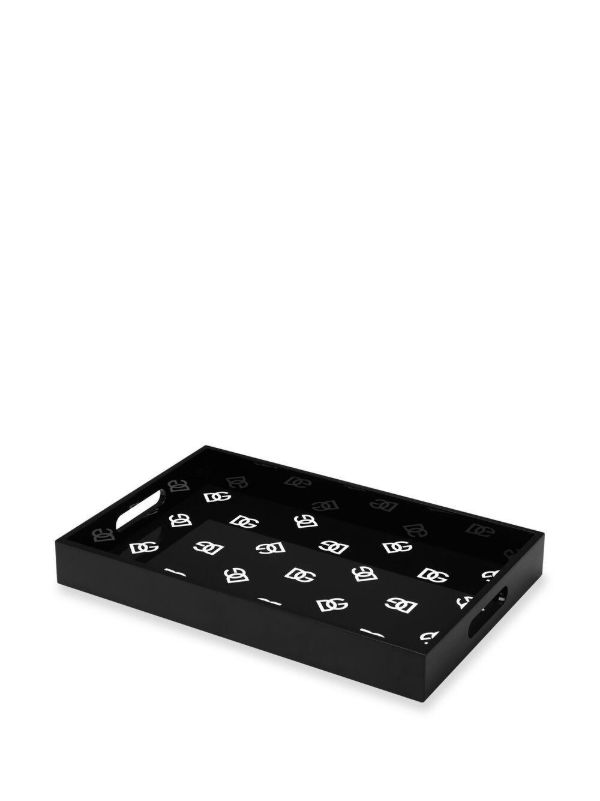 Dolce & Gabbana Black DG Logo Print Wood Tray | Browns Trays