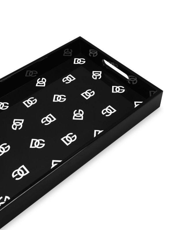Dolce & Gabbana Black DG Logo Print Wood Tray | Browns Trays