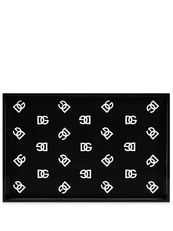 Dolce & Gabbana Black DG Logo Print Wood Tray | Browns Trays