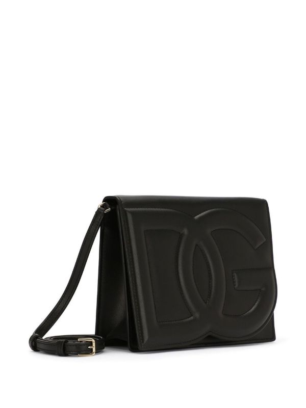 Dolce & Gabbana Black Embossed Logo Leather Cross Body Bag | Browns Messenger & Crossbody Bags